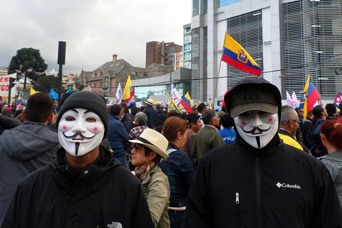 Protest al suposterilor lui Julian Assange, la Quito