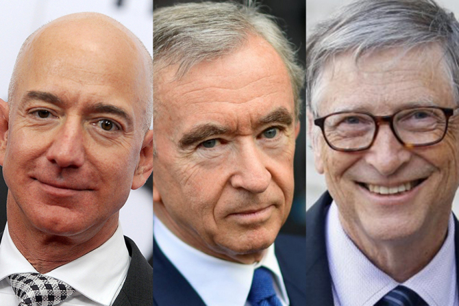 Jeff Bezos, Bernard Arnault și Bill Gates