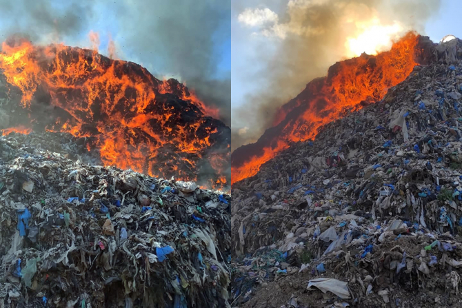 Incendiul de la groapa de gunoi se manifestă de peste 17 ore