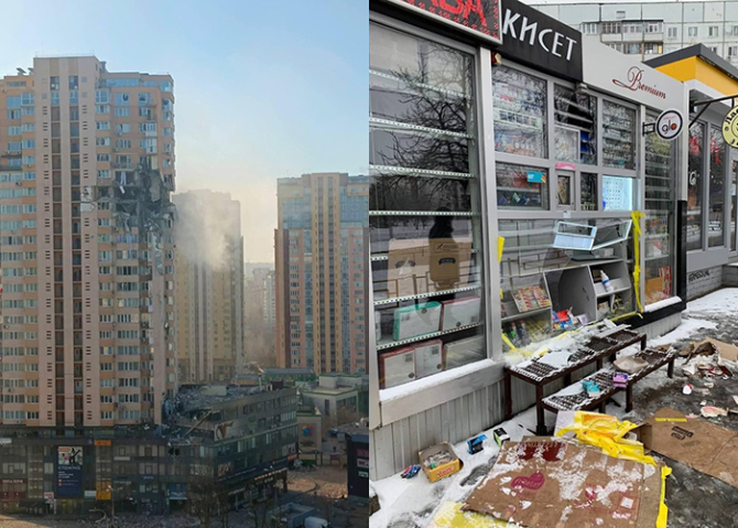 Rușii au bombardat locuințe și zone comerciale din Kiev / Foto: Telegram