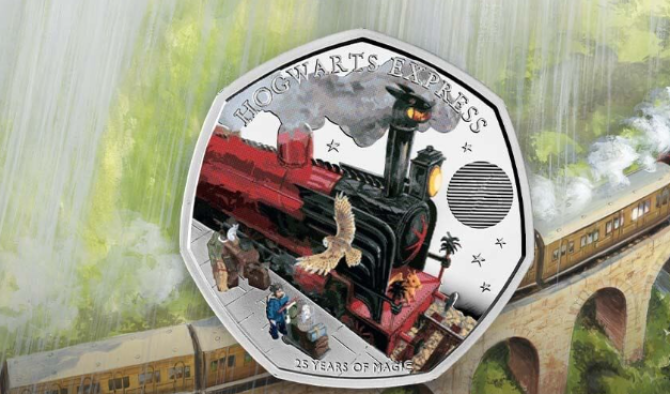 Monetăria Regală Britanică a lansat o monedă cu trenul Hogwarts Express din seria "Harry Potter" / Photo: Royal Mint