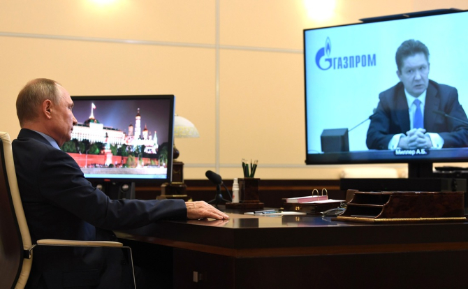 Vladimir Putin și Alexei Miller, șeful Gazprom