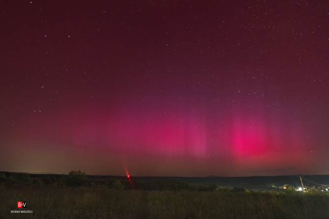 Aurora boreală văzută în Prahova / Foto: Bogdan Vasilescu / Facebook